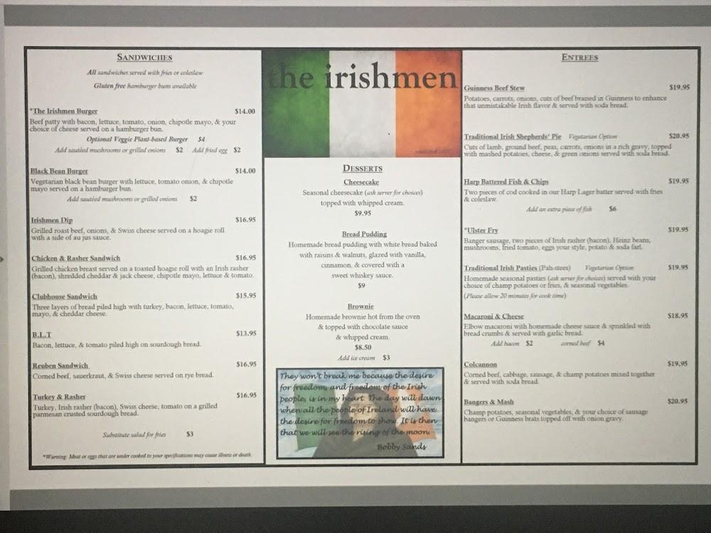 Irishmen Menu image 2